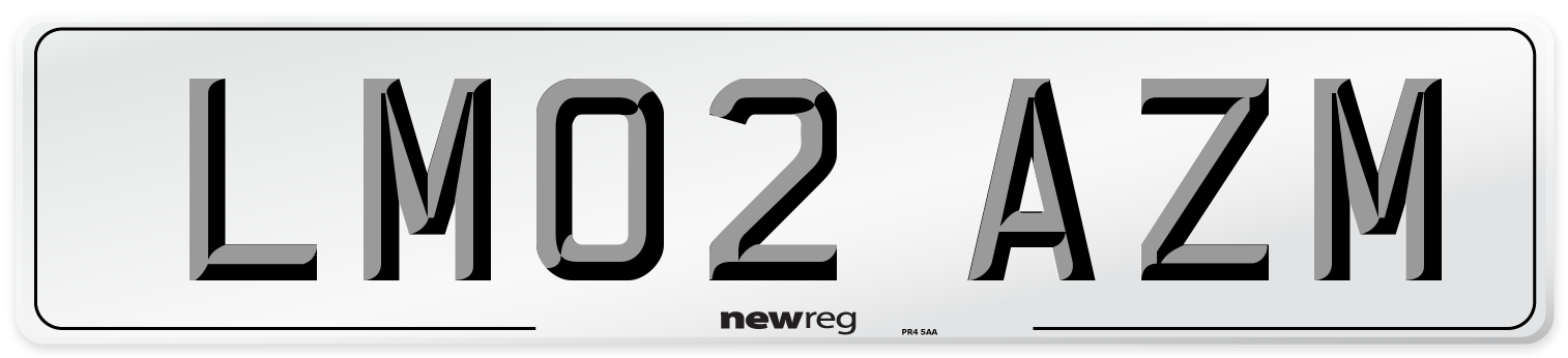 LM02 AZM Number Plate from New Reg